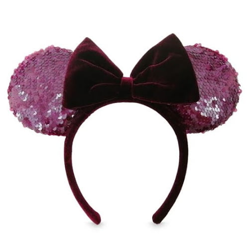 Bright pink velvet  Mouse Ears with lilac bow